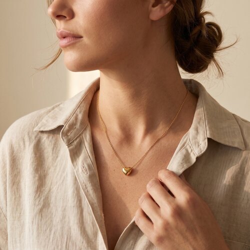 Lundholm Cherie – Necklace with Puffy Heart – Gold-Tone Lundholm Cherie – Necklace with Puffy Heart – Gold-Tone