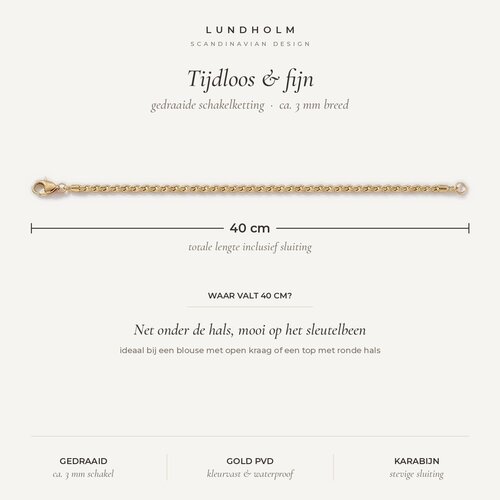 Lundholm Siri – Twisted Link Chain 3 mm – Gold-Tone Lundholm Siri – Twisted Link Chain 3 mm – Gold-Tone