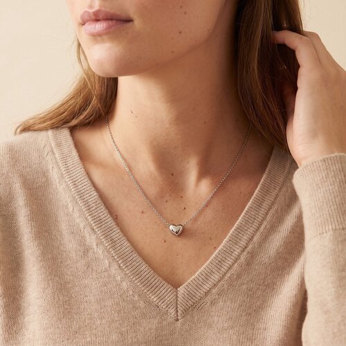 Lundholm Cherie – Ketting met Bol Hartje – Zilverkleurig Lundholm Cherie – Ketting met Bol Hartje – Zilverkleurig