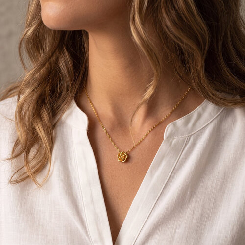 Lundholm Roos – Ketting met Roosje Hanger – Goudkleurig