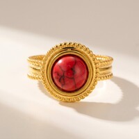 Ronja – Bewerkte Ring met Natuursteen – Rood