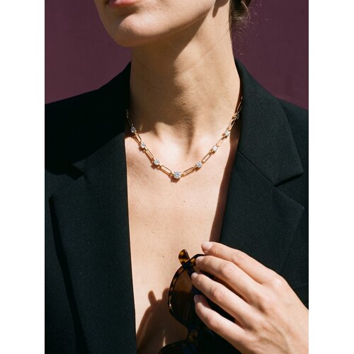 Lundholm Layla – Paperclip Chain Necklace with Cubic Zirconia – Gold-Tone Lundholm Layla – Paperclip Chain Necklace with Cubic Zirconia – Gold-Tone