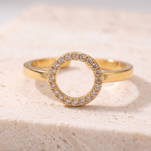 Lundholm Sloane – Adjustable Open Circle Ring with Rhinestones – Gold-Tone Lundholm Sloane – Adjustable Open Circle Ring with Rhinestones – Gold-Tone