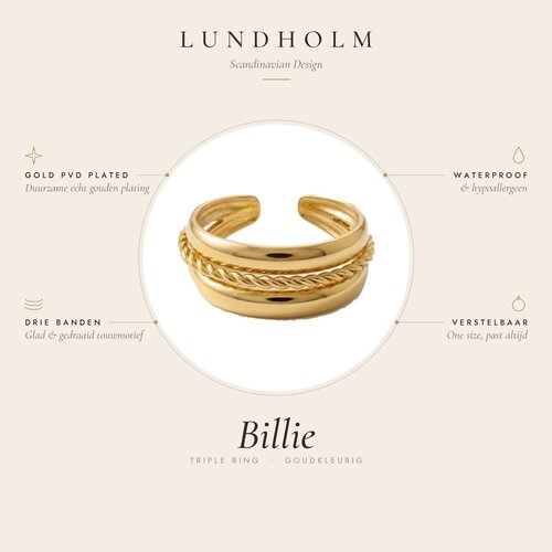 Lundholm Billie – Ring with Twisted Centre Band – Gold-Tone