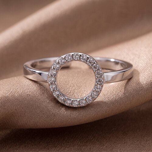 Lundholm Sloane – Adjustable Open Circle Ring with Rhinestones – Silver-Tone Lundholm Sloane – Adjustable Open Circle Ring with Rhinestones – Silver-Tone