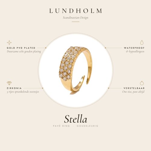 Lundholm Stella – Pavé Ring met Zirkonia – Goudkleurig