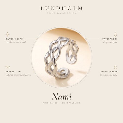 Lundholm Nami – Braided Wave Ring – Silver-Tone Lundholm Nami – Braided Wave Ring – Silver-Tone