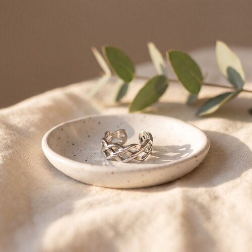 Lundholm Nami – Braided Wave Ring – Silver-Tone Lundholm Nami – Braided Wave Ring – Silver-Tone