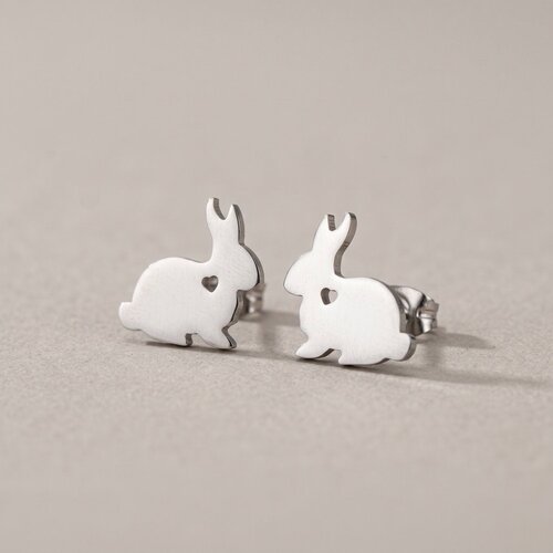 Lundholm Bonnie – Bunny Stud Earrings 1 cm – Silver-Tone Lundholm Bonnie – Bunny Stud Earrings 1 cm – Silver-Tone