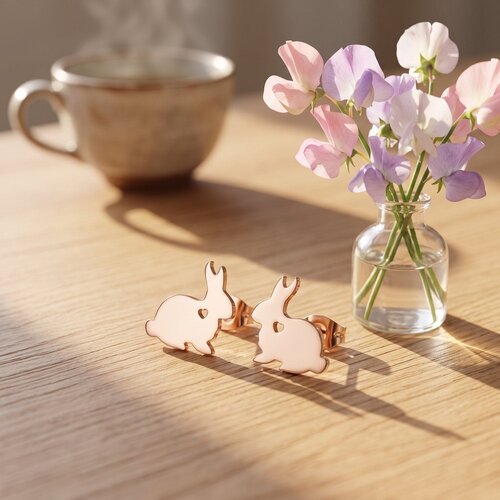 Lundholm Bonnie – Bunny Stud Earrings 1 cm – Rose Gold Lundholm Bonnie – Bunny Stud Earrings 1 cm – Rose Gold