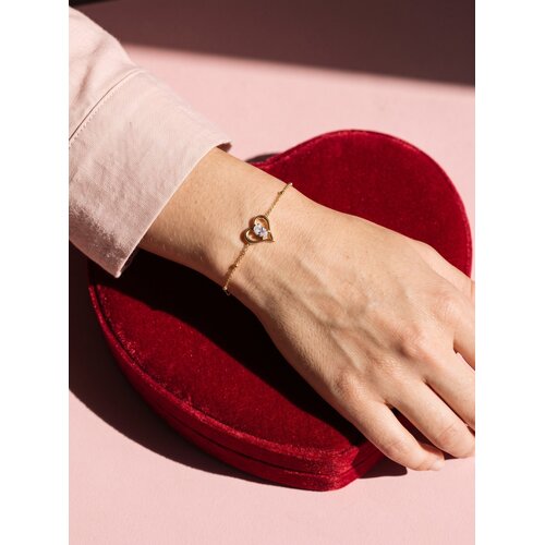Lundholm Cara – Open Heart Bracelet with Cubic Zirconia – Gold-Tone