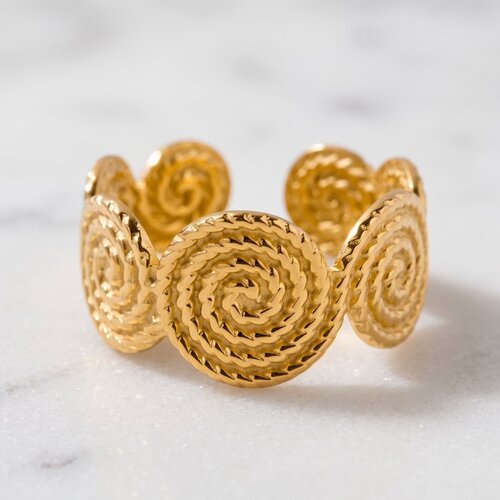 Lundholm Lou – Open Ring with Spiral Relief – Gold-Tone Lundholm Lou – Open Ring with Spiral Relief – Gold-Tone