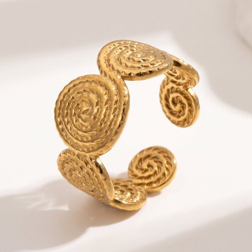 Lundholm Lou – Open Ring with Spiral Relief – Gold-Tone Lundholm Lou – Open Ring with Spiral Relief – Gold-Tone