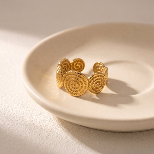 Lundholm Lou – Open Ring with Spiral Relief – Gold-Tone Lundholm Lou – Open Ring with Spiral Relief – Gold-Tone