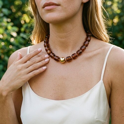 Lundholm Jacqueline – Amber-coloured Beaded Necklace