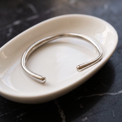 Lundholm Runa – Organic Open Bangle – Silver-Tone Lundholm Runa – Organic Open Bangle – Silver-Tone