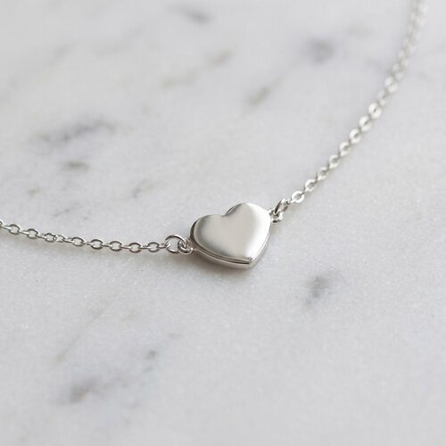 Lundholm Marthe – Dainty Necklace with Small Heart – Silver-Tone Lundholm Marthe – Dainty Necklace with Small Heart – Silver-Tone
