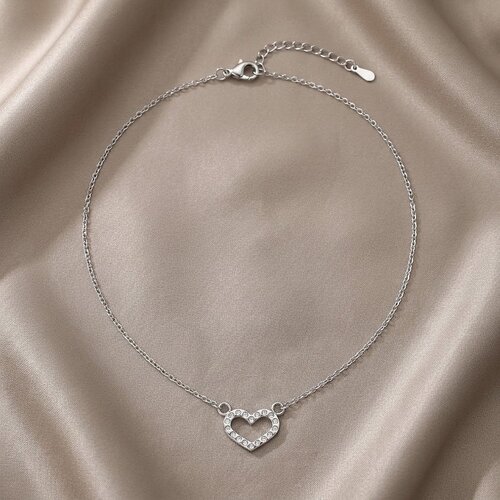 Lundholm Esme – Open Heart Necklace with Cubic Zirconia – Silver-Tone Lundholm Esme – Open Heart Necklace with Cubic Zirconia – Silver-Tone