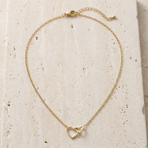 Lundholm Lieve – Necklace with Linked Hearts – Gold-Tone Lundholm Lieve – Necklace with Linked Hearts – Gold-Tone