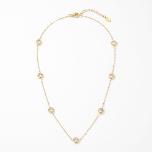 Lundholm Gigi – Necklace with White Cubic Zirconia Stones – Gold-Tone Lundholm Gigi – Necklace with White Cubic Zirconia Stones – Gold-Tone