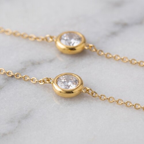 Lundholm Gigi – Necklace with White Cubic Zirconia Stones – Gold-Tone Lundholm Gigi – Necklace with White Cubic Zirconia Stones – Gold-Tone