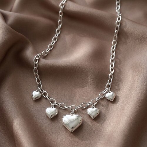 Lundholm Harriet – Link Chain with Puffy Hearts – Silver-Tone Lundholm Harriet – Link Chain with Puffy Hearts – Silver-Tone