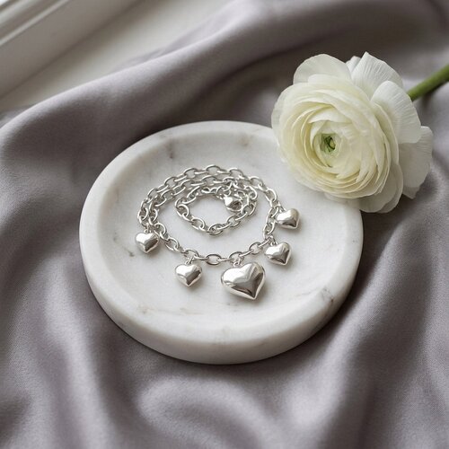 Lundholm Harriet – Link Chain with Puffy Hearts – Silver-Tone Lundholm Harriet – Link Chain with Puffy Hearts – Silver-Tone