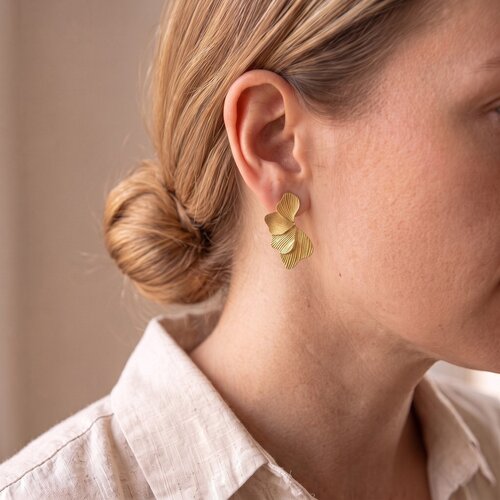 Lundholm Linden – Statement Ginkgo Leaf Earrings 3.5 cm – Gold-Tone Lundholm Linden – Statement Ginkgo Leaf Earrings 3.5 cm – Gold-Tone