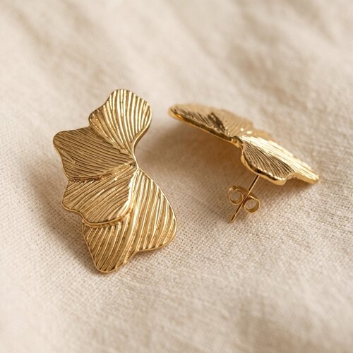 Lundholm Linden – Statement Ginkgo Leaf Earrings 3.5 cm – Gold-Tone Lundholm Linden – Statement Ginkgo Leaf Earrings 3.5 cm – Gold-Tone