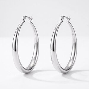 Lundholm Romée – Classic Hoops 4 cm – Silver-Tone Lundholm Romée – Classic Hoops 4 cm – Silver-Tone