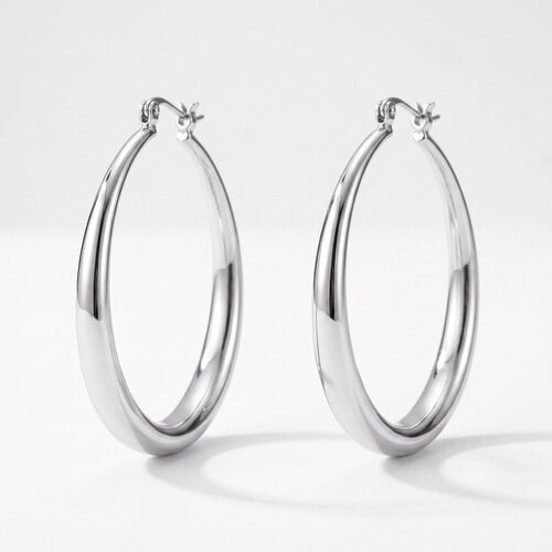 Lundholm Romée – Classic Hoops 4 cm – Silver-Tone Lundholm Romée – Classic Hoops 4 cm – Silver-Tone