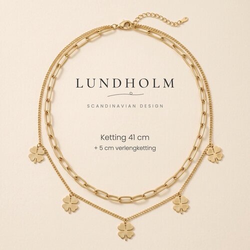 Lundholm Georgia – Layered Four-Leaf Clover Necklace – Gold-Tone Lundholm Georgia – Layered Four-Leaf Clover Necklace – Gold-Tone