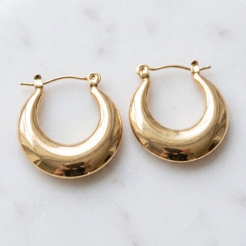 Lundholm Sonja – Chunky Half Moon Hoops 2.4 cm – Gold-Tone Lundholm Sonja – Chunky Half Moon Hoops 2.4 cm – Gold-Tone