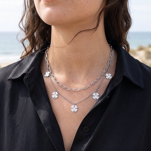 Lundholm Georgia – Layered Klavertjevier Ketting – Zilverkleurig Lundholm Georgia – Layered Klavertjevier Ketting – Zilverkleurig