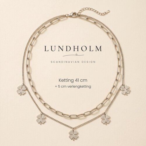 Lundholm Georgia – Layered Klavertjevier Ketting – Zilverkleurig Lundholm Georgia – Layered Klavertjevier Ketting – Zilverkleurig