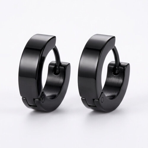 Lundholm Thomas – Men's Hinged Hoop Earrings – Black Lundholm Thomas – Men's Hinged Hoop Earrings – Black