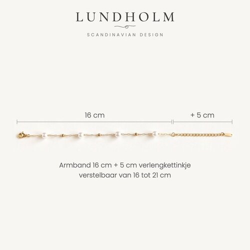 Lundholm Vivienne – Bracelet with White Pearls – Gold-Tone Lundholm Vivienne – Bracelet with White Pearls – Gold-Tone