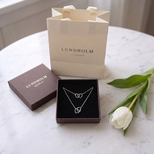 Lundholm Tova – Heart Necklace & Bracelet Set – Silver-Tone Lundholm Tova – Heart Necklace & Bracelet Set – Silver-Tone