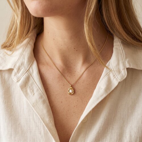 Lundholm Whitney – Pearl Necklace with Faux Pearl Pendant – Gold-Tone Lundholm Whitney – Pearl Necklace with Faux Pearl Pendant – Gold-Tone