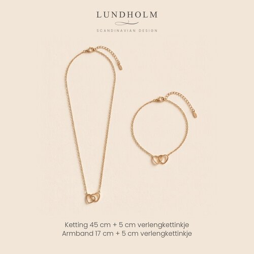 Lundholm Tova – Hartjes Sieradenset met Ketting en Armband – Goudkleurig Lundholm Tova – Hartjes Sieradenset met Ketting en Armband – Goudkleurig