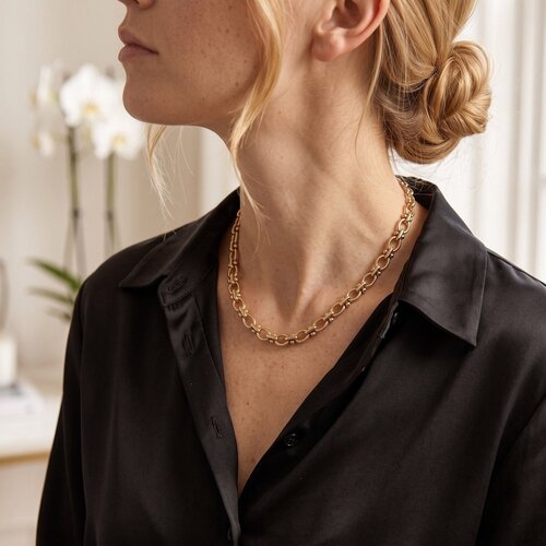 Lundholm Kajsa – Link Chain with Oval Links – Gold-Tone
