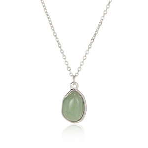 Lundholm Rosan – Ketting met Groene Aventurijn Hanger – Zilverkleurig Lundholm Rosan – Ketting met Groene Aventurijn Hanger – Zilverkleurig