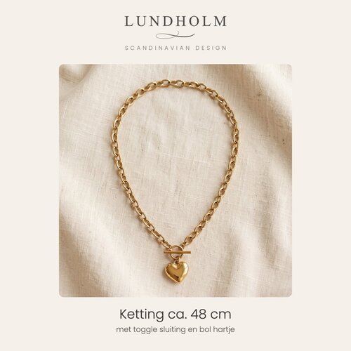 Lundholm Nanna – Heart Necklace with Toggle Clasp – Gold-Tone Lundholm Nanna – Heart Necklace with Toggle Clasp – Gold-Tone