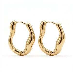 Lundholm Iselin – Chunky Wavy Hoops 2.5 cm – Gold-Tone Lundholm Iselin – Chunky Wavy Hoops 2.5 cm – Gold-Tone