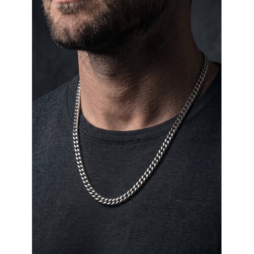 Lundholm Viggo – Men's Cuban Link Chain 6 mm 60 cm – Silver-Tone Lundholm Viggo – Men's Cuban Link Chain 6 mm 60 cm – Silver-Tone