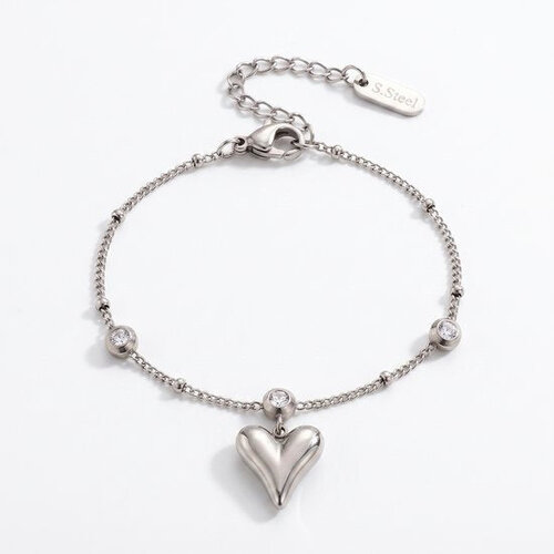 Lundholm Alexis – Anklet with Cubic Zirconia Heart – Silver-Tone Lundholm Alexis – Anklet with Cubic Zirconia Heart – Silver-Tone