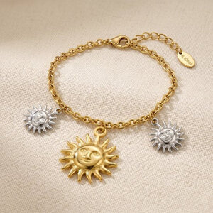 Lundholm Helia – Charm Bracelet with Three Suns – Gold- and Silver-tone Lundholm Helia – Charm Bracelet with Three Suns – Gold- and Silver-tone