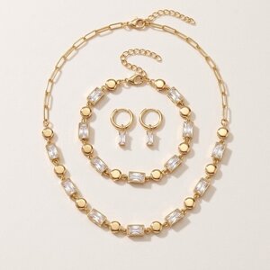 Lundholm Kate – Three-Piece Jewellery Set with Cubic Zirconia – Gold-Tone