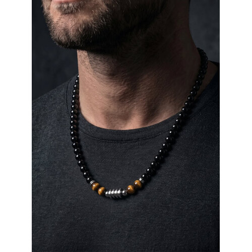 Lundholm Leif – Men's Beaded Necklace with Tiger's Eye – Black Lundholm Leif – Men's Beaded Necklace with Tiger's Eye – Black