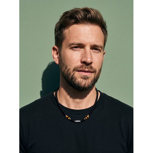 Lundholm Leif – Men's Beaded Necklace with Tiger's Eye – Black